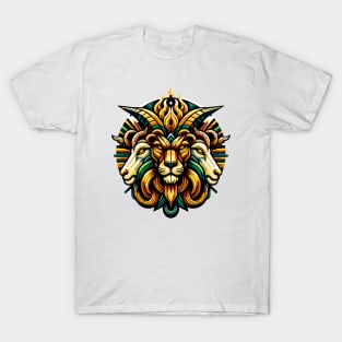 Mystical Chimera Fire Art: Vibrant Beast Design T-Shirt